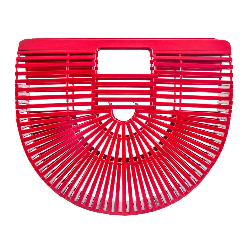Women's Bamboo Handmade Beach Semicircle Woven Dumpling Handle