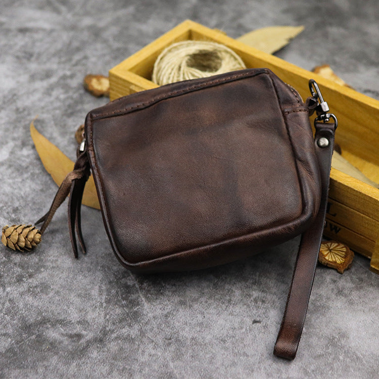 Women's Handmade Coloring Portable Couple Cowhide Storage Ladies Wallet