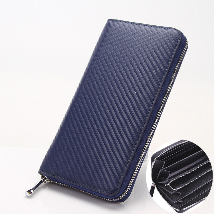 Women's & Men's Grass Mat Pattern Pu Leather Long Carbon Handbags