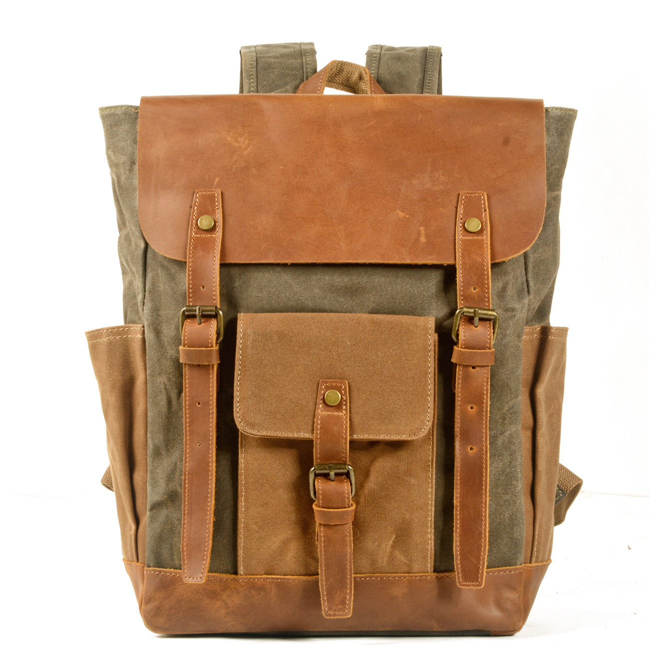 Canvas Stitching Crazy Horse Leather Oil Universal Backpack