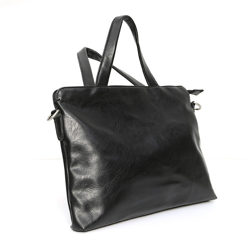 Men's Leather Portable Business Trip Horizontal Computer Men's Tote