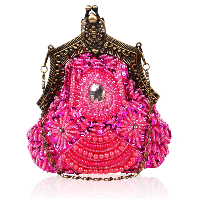 Retro Pearl Embroidery Chic Clutch Dress Garment Hot Bags