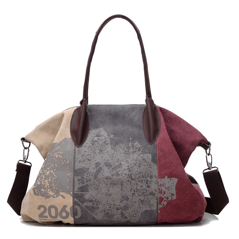 Women's Trending Iti Canvas Korean Style Fashionable Vintage Printed Portable Women's Messenger Bag