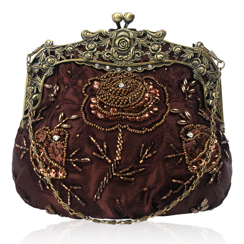 Women's Retro Clutch Beaded Handmade Dress Garment Dinner Bag