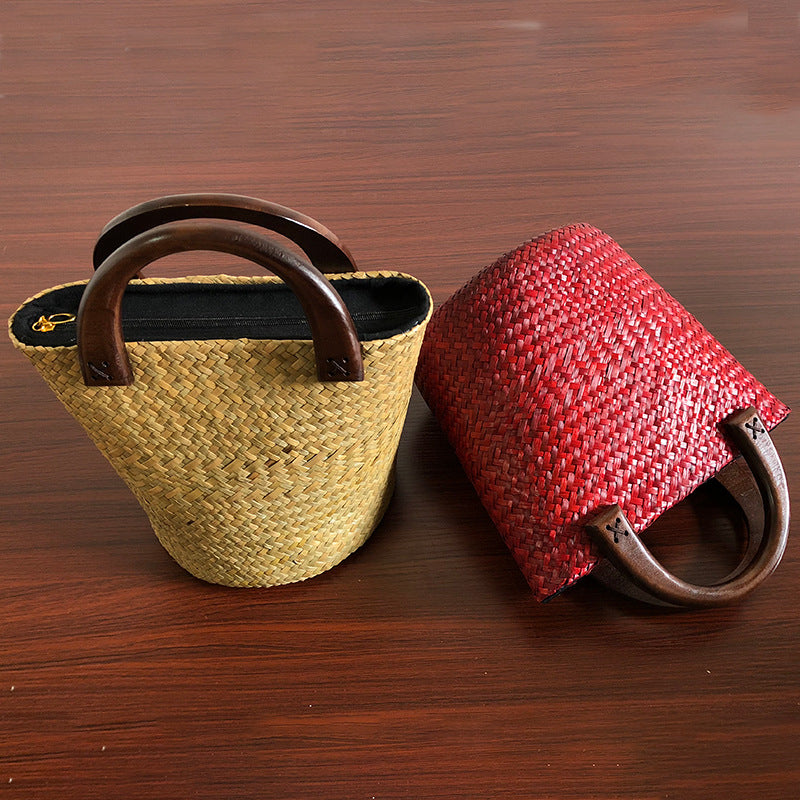 Handmade Straw Rattan Woven Retro Beach Women's Handbag