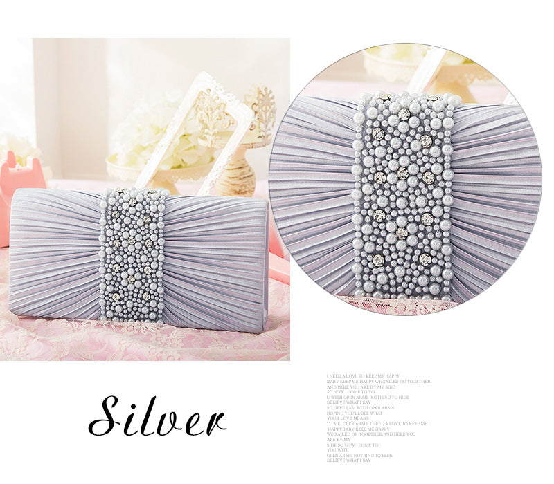 Women's Elegant Fashion Banquet Pleated Handmade Beaded Women's Clutch
