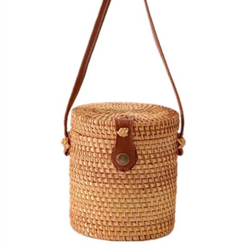 Women's Retro Round Handmade Autumn Rattan Plaited Hollow Bags