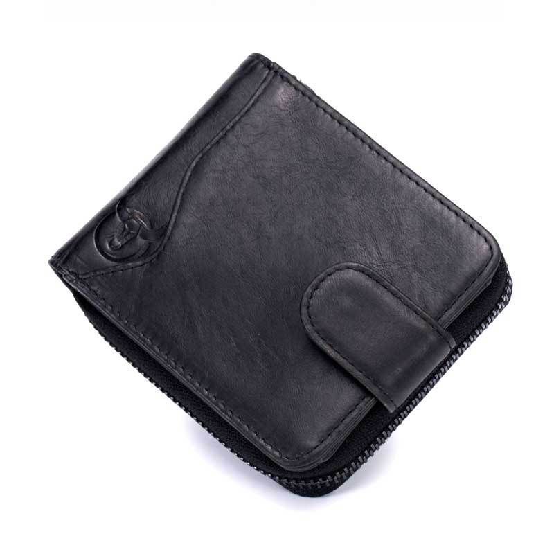 Men's Leather Goods First Layer Cowhide Genuine Organ Zipper Men's Wallet