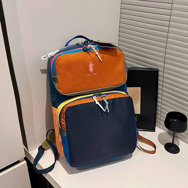Stitching Contrast Color Ultra Light Dopamine Backpacks
