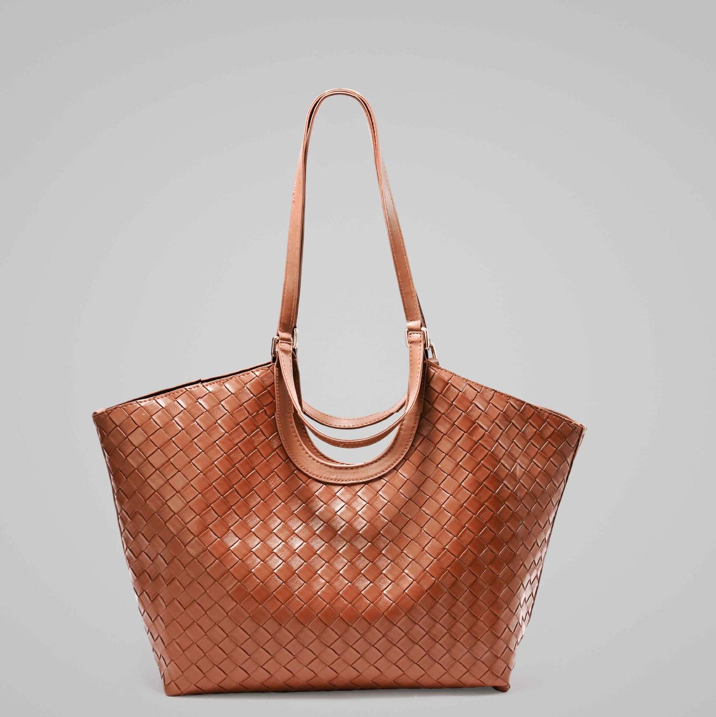 Brown Woven Embossed Fashion Large Capacity With Tote Bag