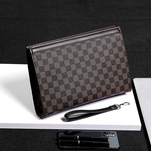 Men's Male Hand Large Capacity Plaid Fashion Men's Clutch