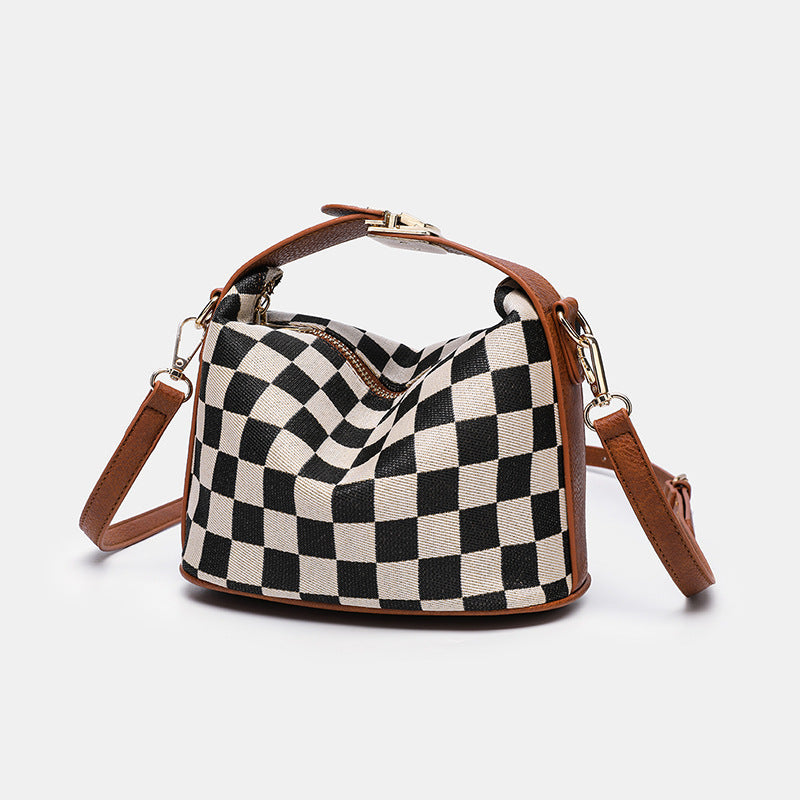 Women's Plaid Lunch Box Design Simple Retro Small Square Bags