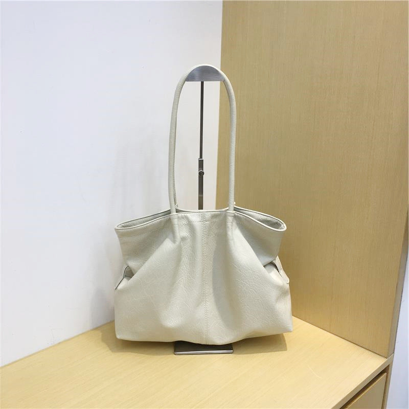 Women's Cabinet Red Large Capacity Totes Simple Pleated Portable Underarm Women's Handbag