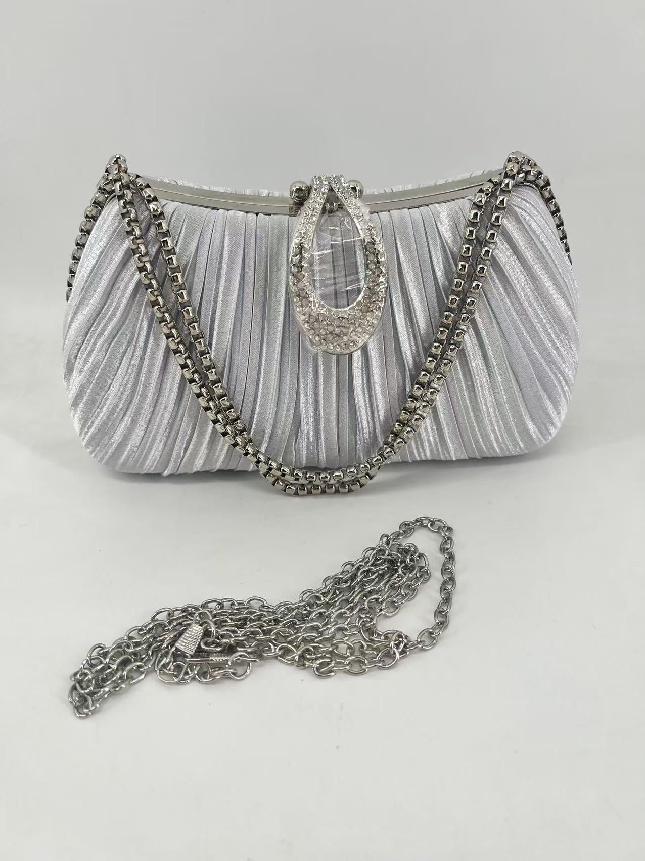 Pleated Solid Color Simple Fashion Elegant Cheongsam Dinner Bag
