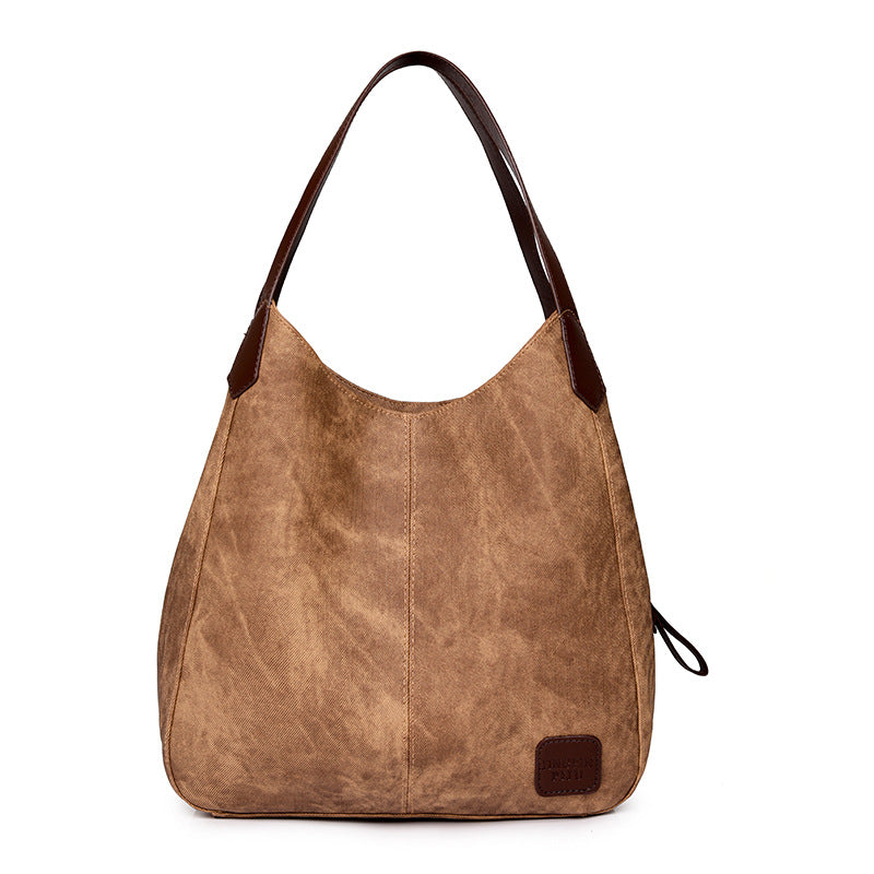 Women's Mom Large Capacity Washed Leather Fashion Women's Shoulder Bag