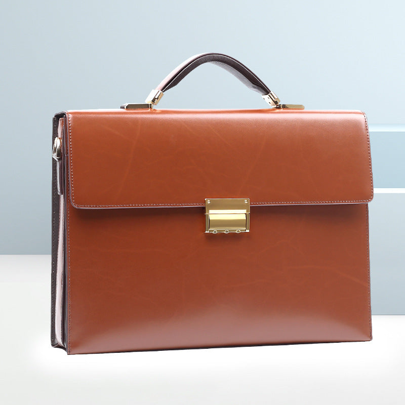 Men's Password Portable Business Genuine Leather Large Men's Briefcase