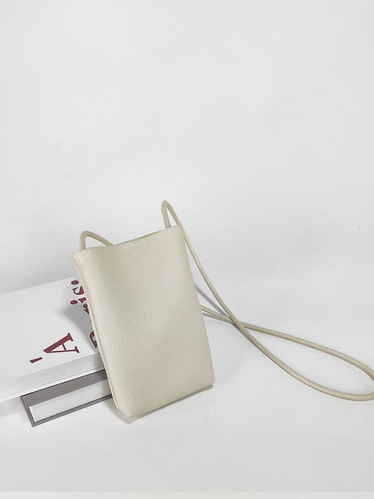 Women's Top Layer Cowhide Mini Lychee Pattern Women's Messenger Bag