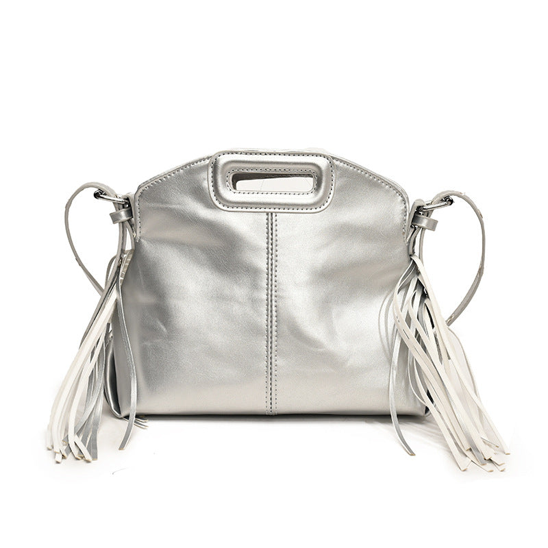 Fashion Commuter Western Style Soft Leather Solid Color Tassel Niche Women's Messenger Bag
