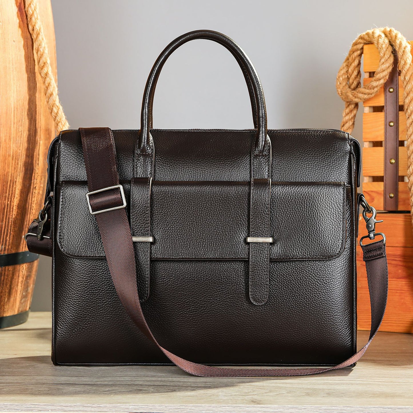 Men's Leather For Trendy Personality Business Commute Men's Briefcase