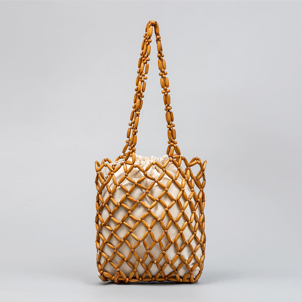 Women's Handmade Wooden Bead Woven High-grade Exquisite Handbags