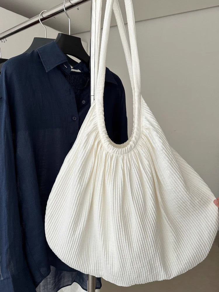 Niche Cotton Linen Pleated Texture Large Capacity Korean Simple Women's Messenger Bag