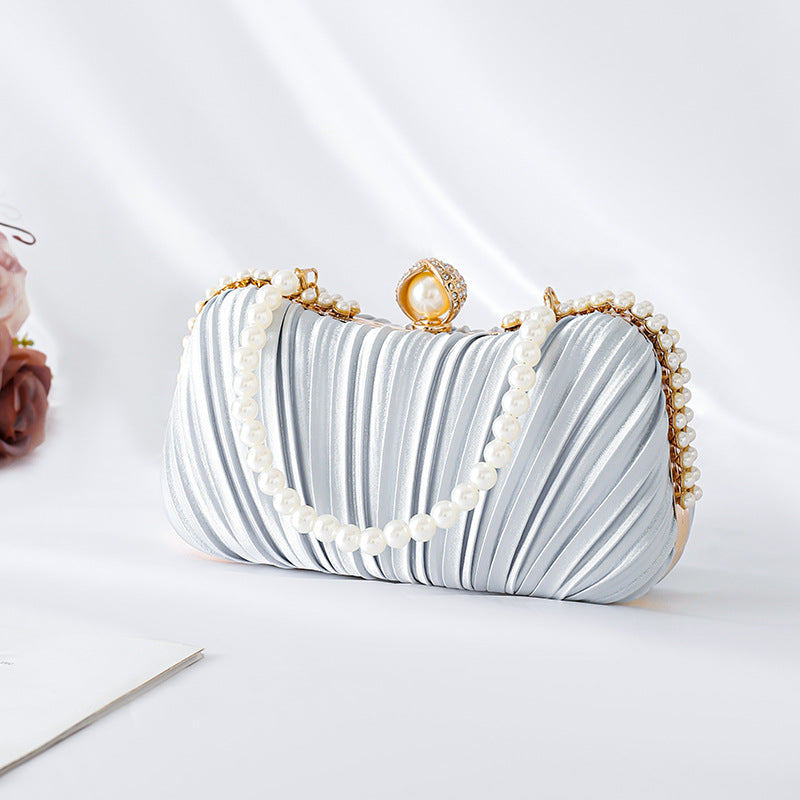 Women's Pleated Satin Banquet With Dress Cheongsam Dinner Bag