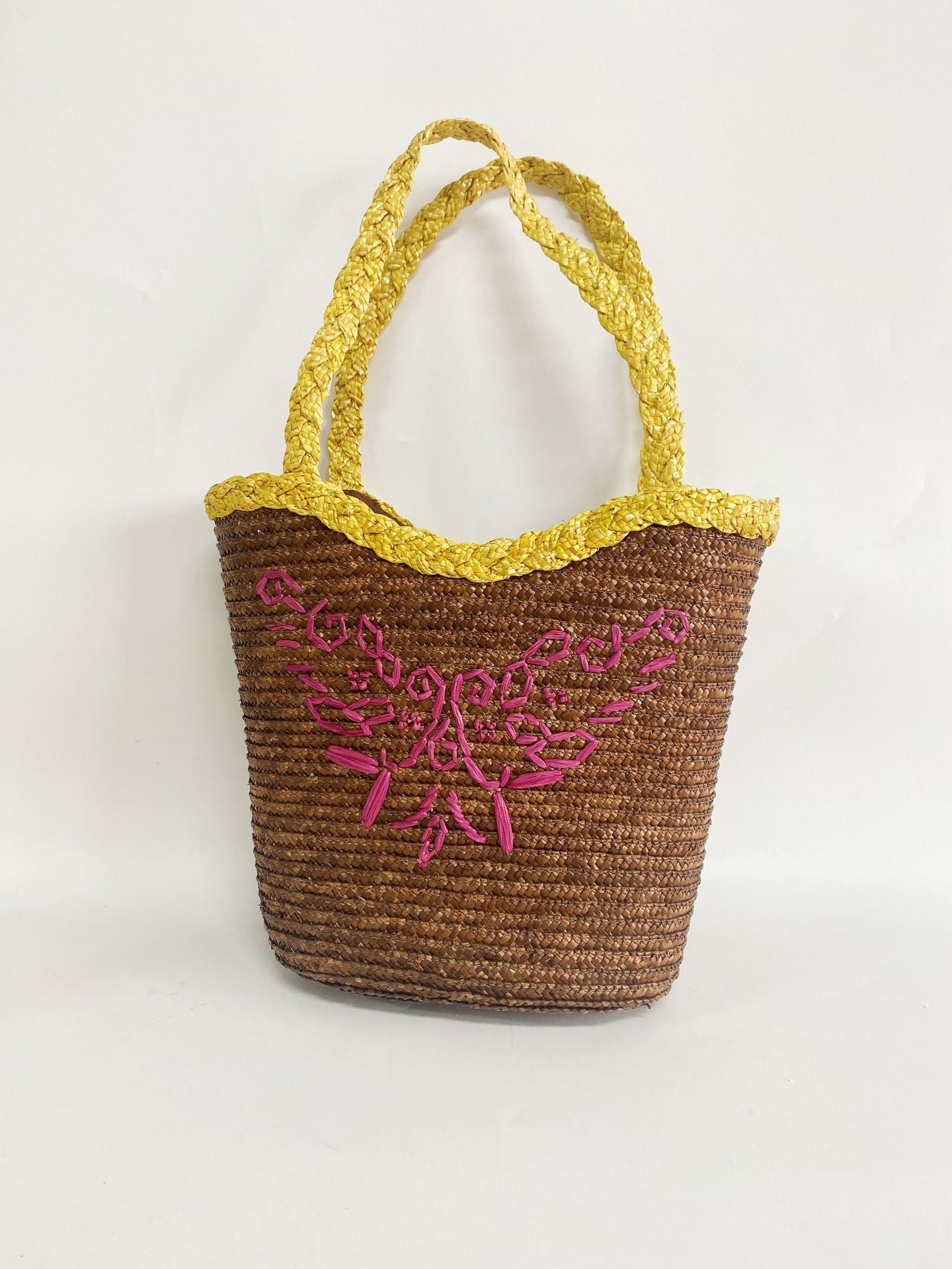 Women's Woven Fashion Portable Beach Literary Handmade Tote Bag