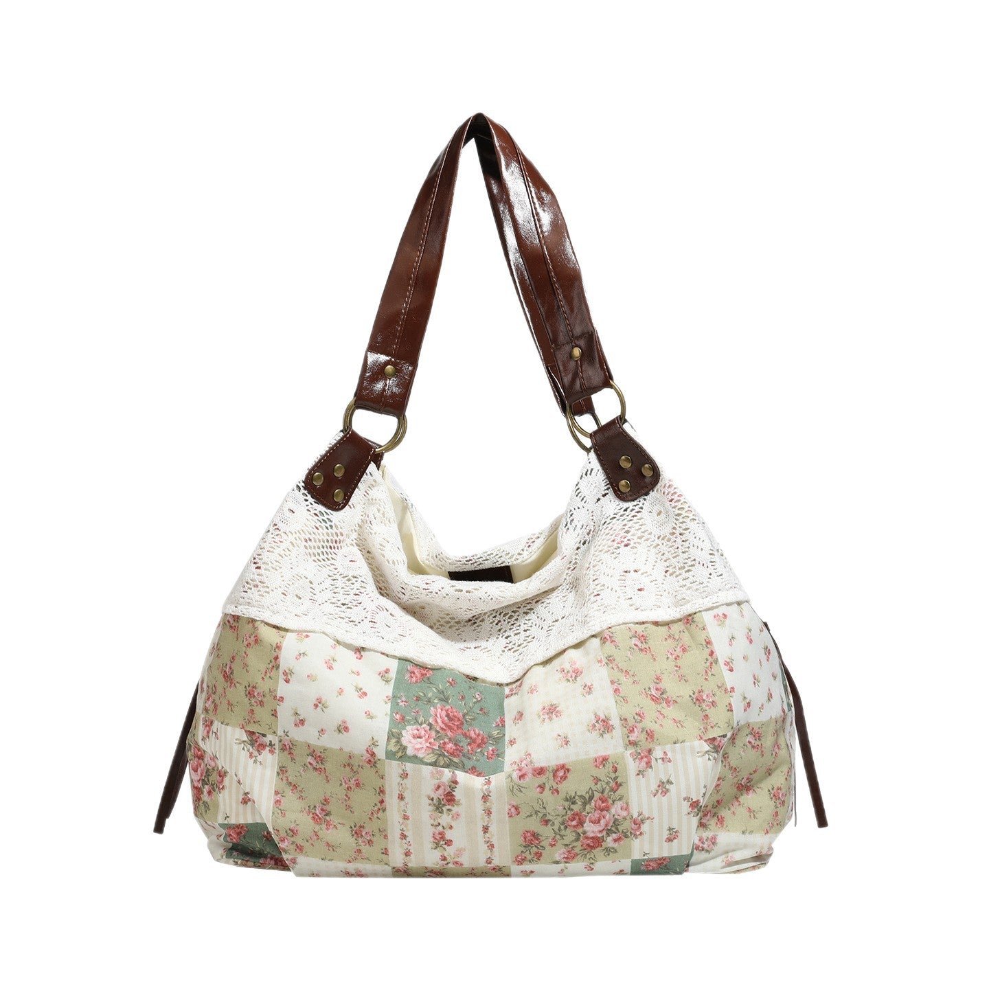 Women's Floral Cotton Stitching Hollow Embroidered Fresh Women's Shoulder Bag