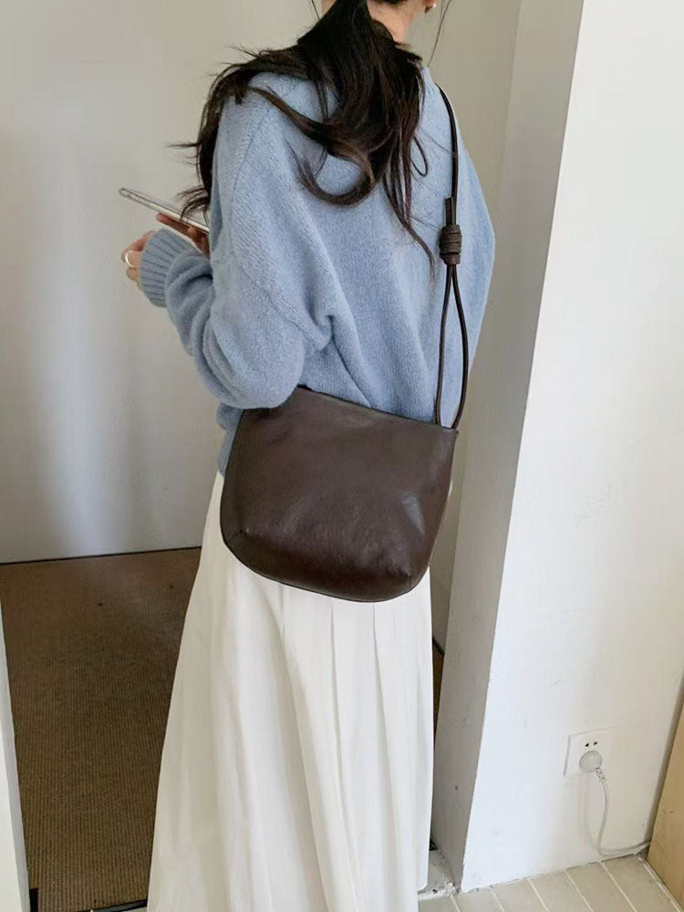 Layer Vegetable Tanning Leather High Sense Fashion Commuter Red Bags
