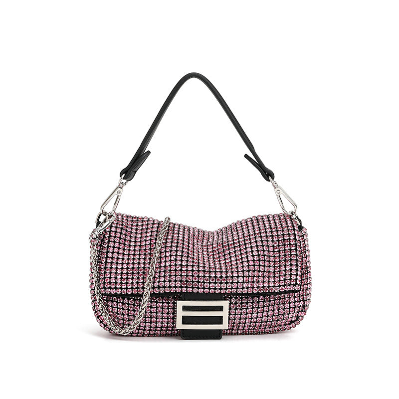 Rhinestone Flip Underarm Full Diamond Hand Holding Chain Bags