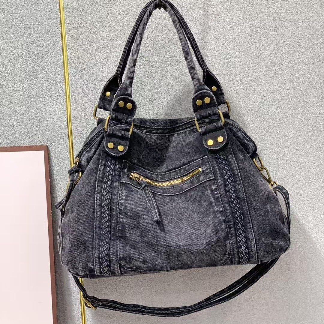 Women's Vintage Large Capacity Fashionable Motorcycle Lazy Hand Women's Handbag