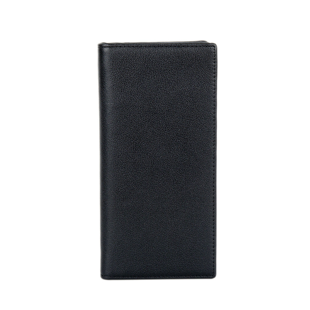 Men's Real Leather Long Suit Two Fold Multi Slots Business Leisure Bags