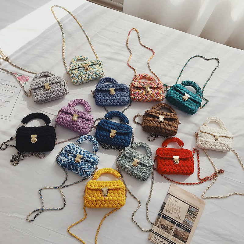 Women's No Fashion Commuter Woven Material Hand-woven Small Square Bag