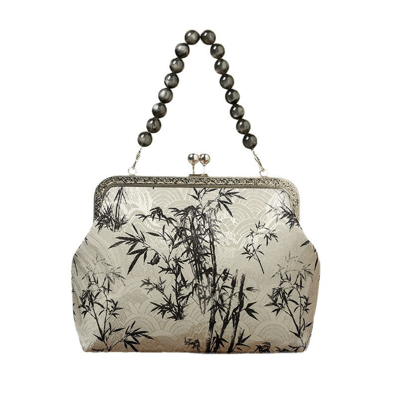 Ink Dyed Bamboo Pole Chinese Style Cheongsam Printed Women's Handbag