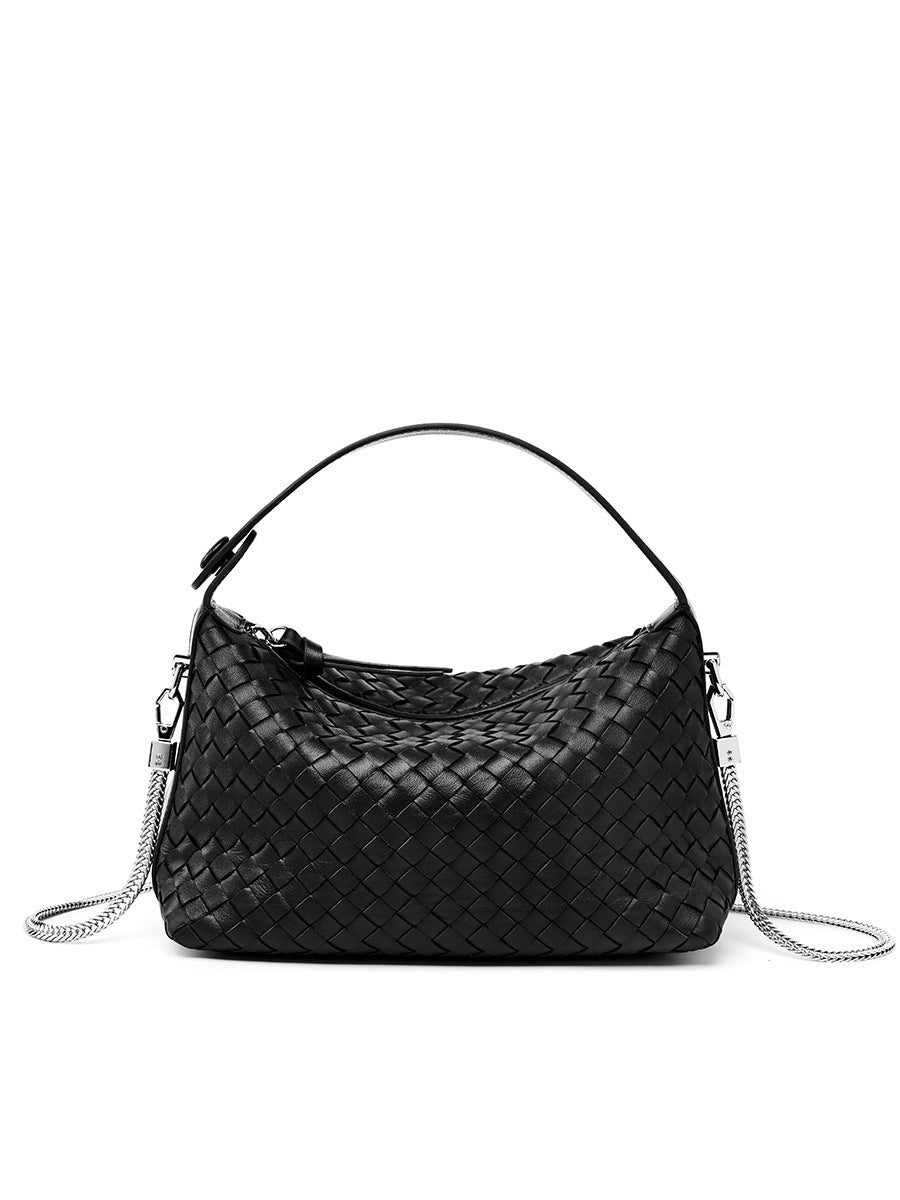 Authentic Leather Weave Dumpling Sheepskin Chain Female Pillow Women's Handbag