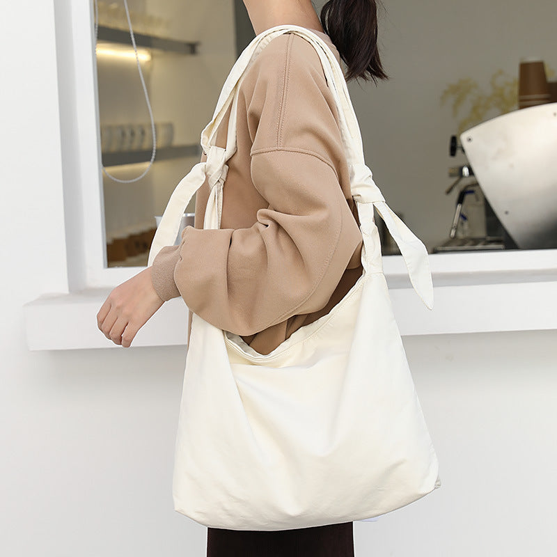 Women's Retro Washed Worn Canvas Knotted Fashion Solid Shoulder Bags