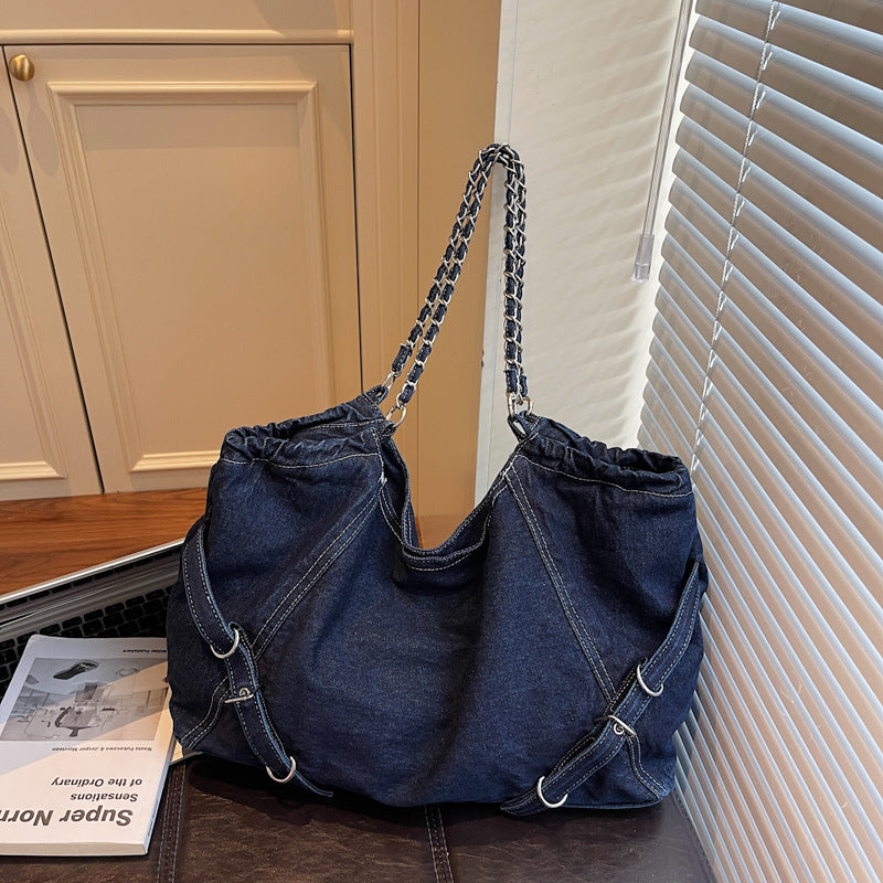 Women's Denim Large Capacity Versatile Leisure Chain Tote Bags