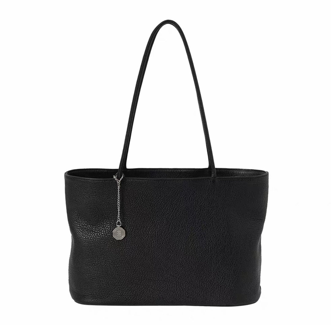 Women's Simple Solid Color Large Capacity Cowhide Leather Women's Handbag