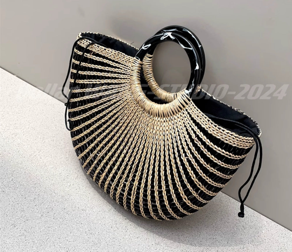 Women's Handmade Yellow Grass Hollow Woven Straw Women's Handbag