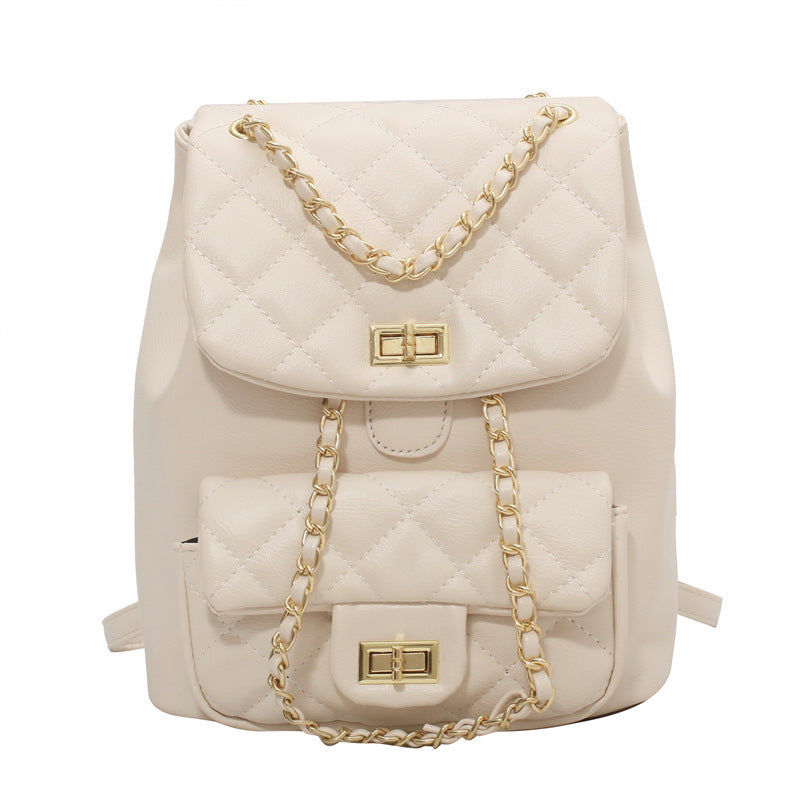 Women's Large Capacity Korean Style Versatile Texture Rhombus Backpacks