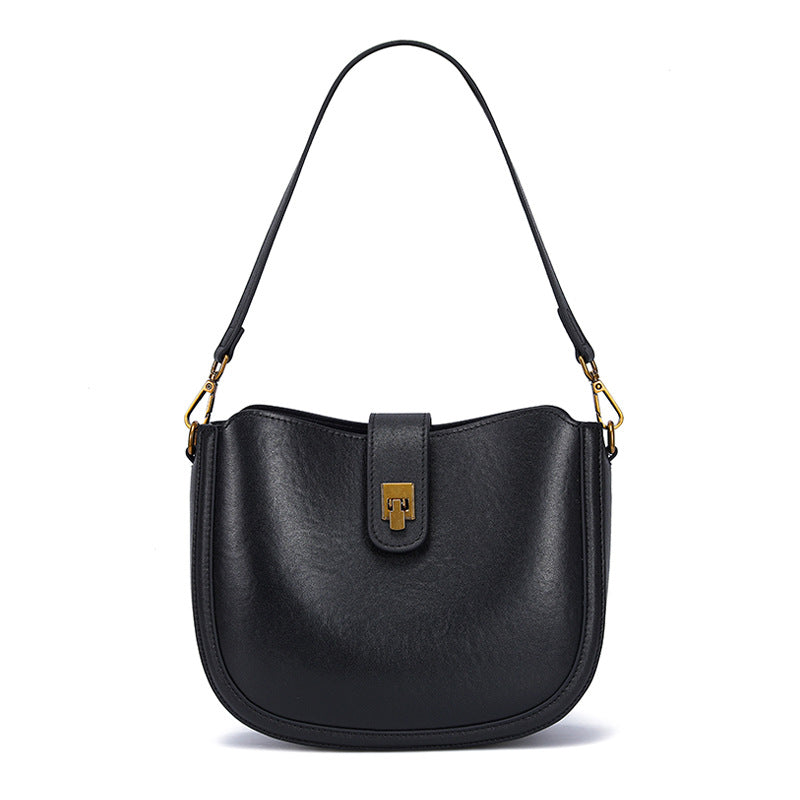 Women's Temperament Trend Cowhide Saddle Fashion Commuter Women's Messenger Bag