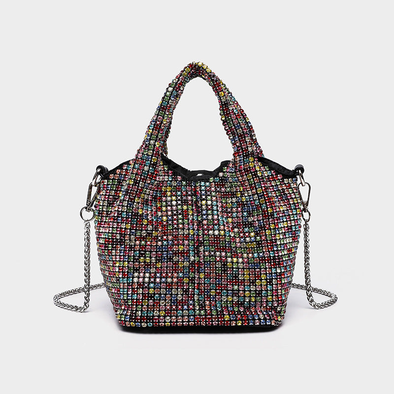 Women's Full Diamond Rhinestone Chain Shiny Portable Bucket Bags