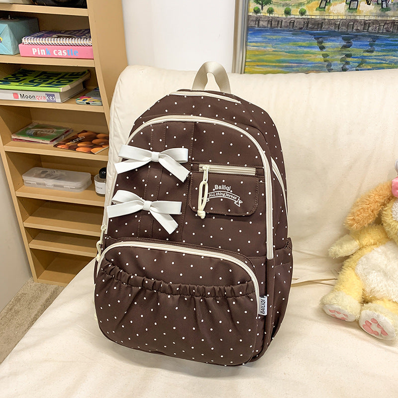 Bowknot Polka Dot Cute Medium Large Backpacks