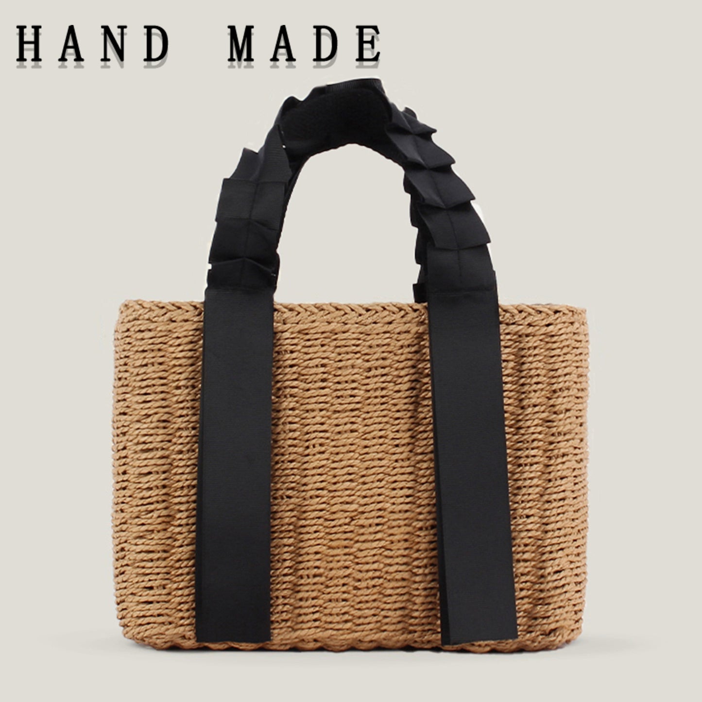 Women's Simple Hand-held Woven Ribbon Solid Color Bags