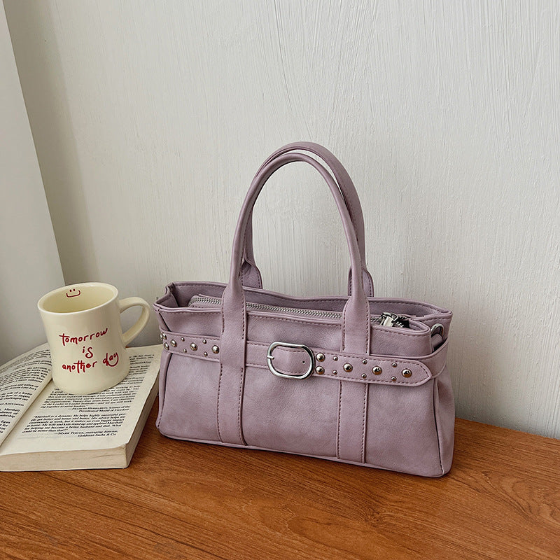 Women's Spring Fashion Decorative Rivets Commuter Large Capacity Women's Shoulder Bag