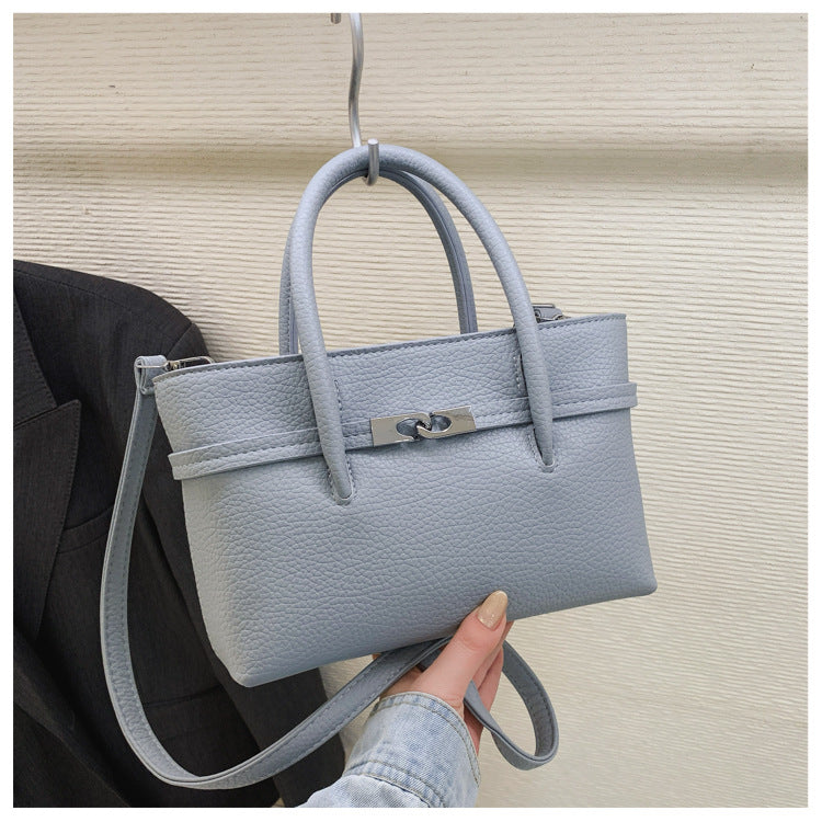Korean Simple Retro Lychee Pattern Portable Female Spring Design Bags