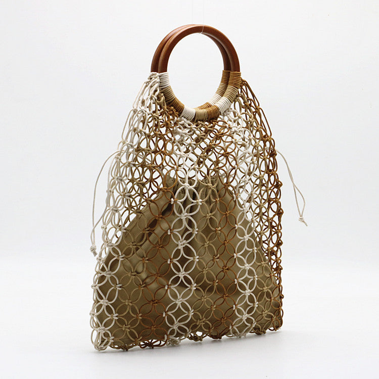 Round Wax Rope Hand-woven Hand Series Women's Handbag