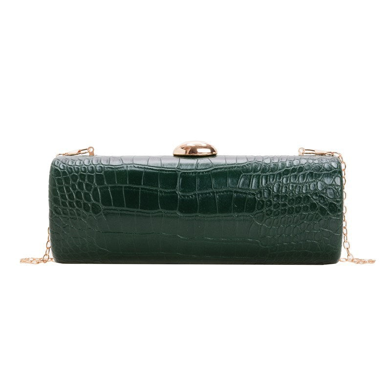 Warm Brown Crocodile Stripe Baguette Clutch Fashion Haulage Motor Dating Women's Messenger Bag