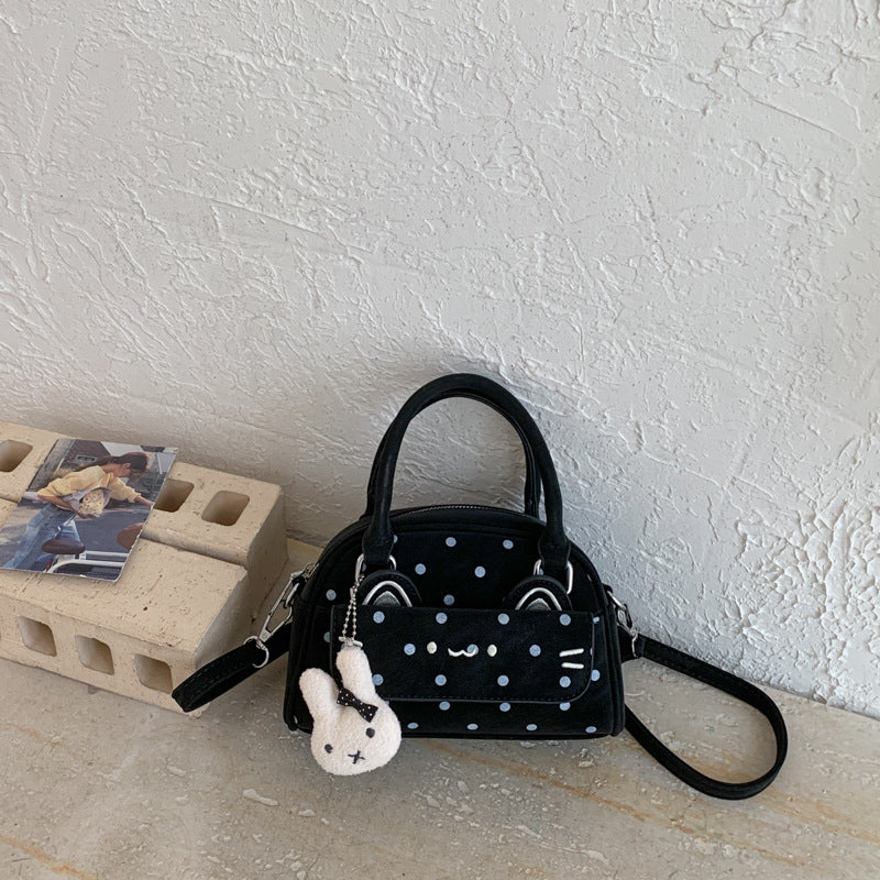 Women's Fresh Polka Dot Boston Cute Fashion Embroidered Women's Handbag