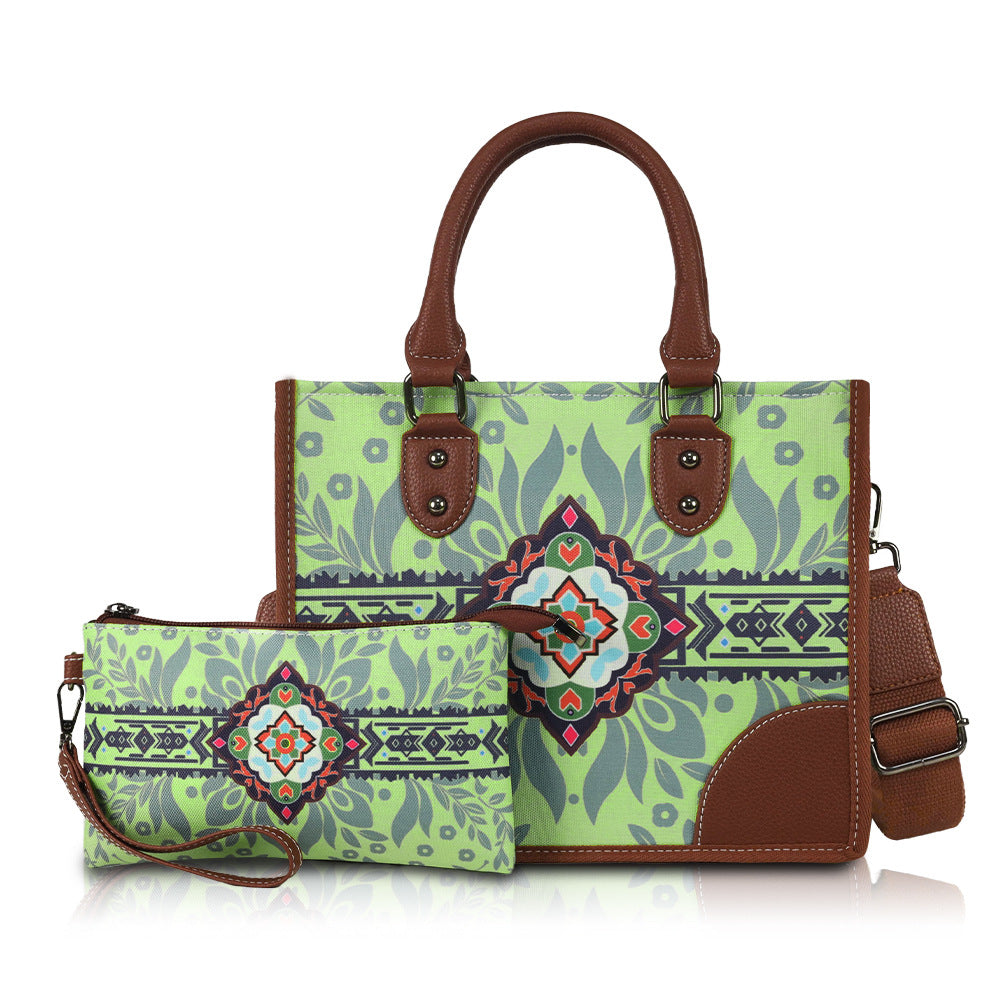 Women's Multifunctional Zipper Bohemian Style Strap Adjustable Large Capacity Tote Bag